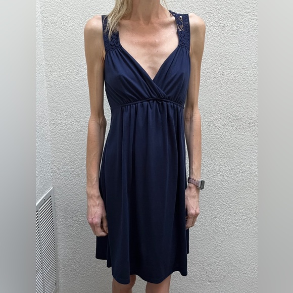Romy | Blue sundress with Plunging neckline and crochet back - Picture 3 of 9